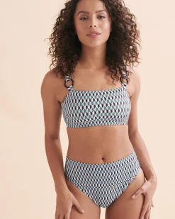 ANNE COLE Boardwalk Geo Ring Strap Bandeau Bikini Top*Women Bikini Tops