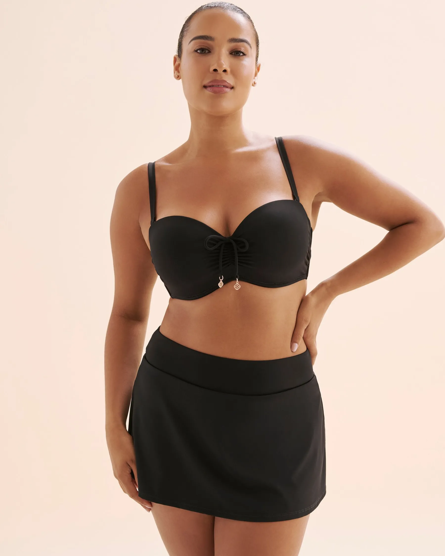 D Cup Front Tie Bandeau Bikini Top*Women D Cup & Up|Bikini Tops