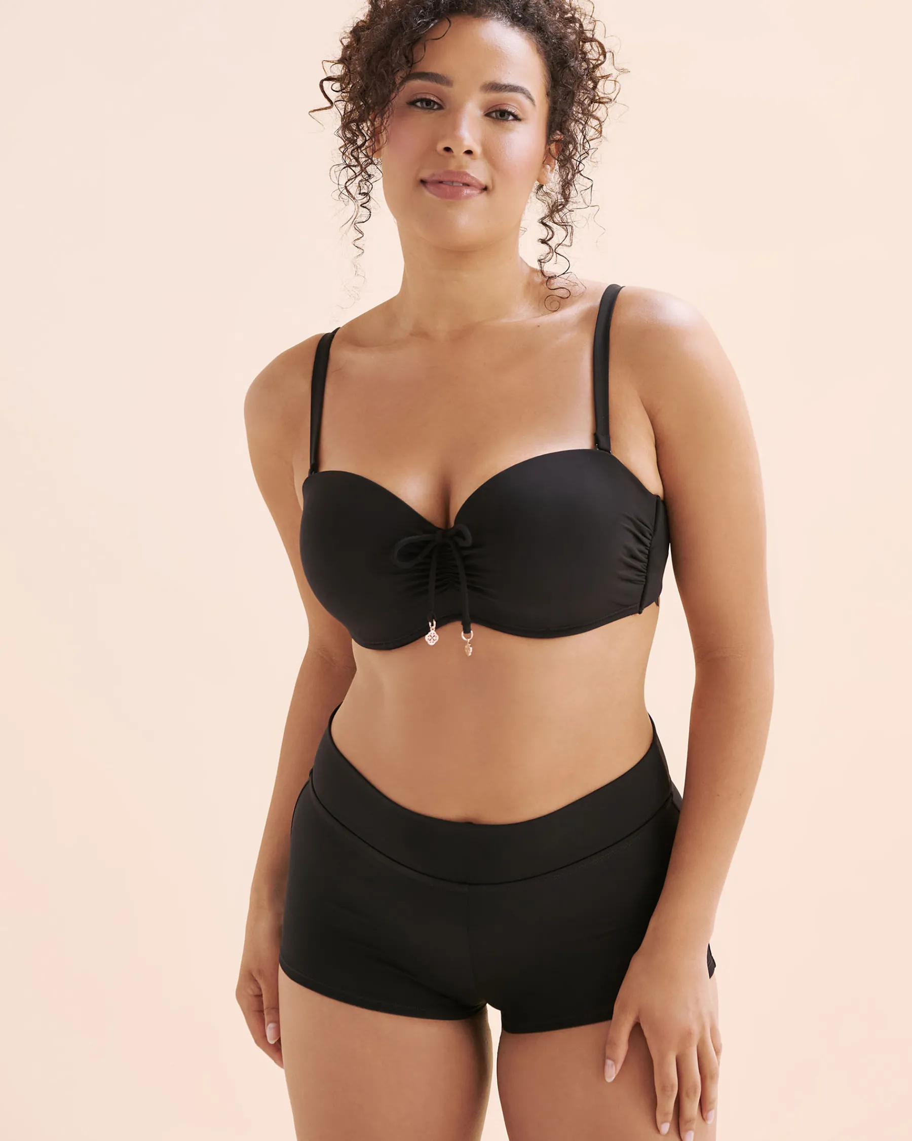 D Cup Front Tie Bandeau Bikini Top*Women D Cup & Up|Bikini Tops