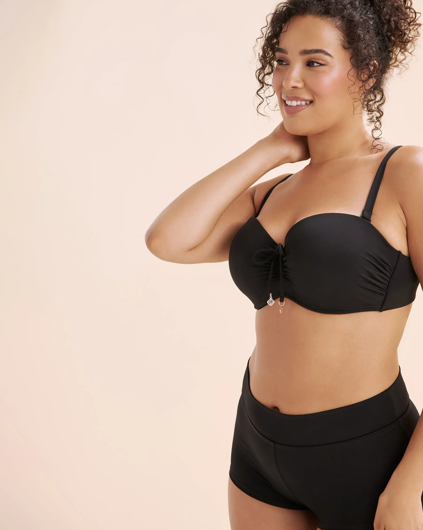D Cup Front Tie Bandeau Bikini Top*Women D Cup & Up|Bikini Tops