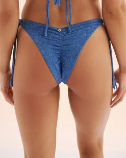SEATONIC Fringe Shiny Low Rise Brazilian Bikini Bottom*Women Bikini Bottoms