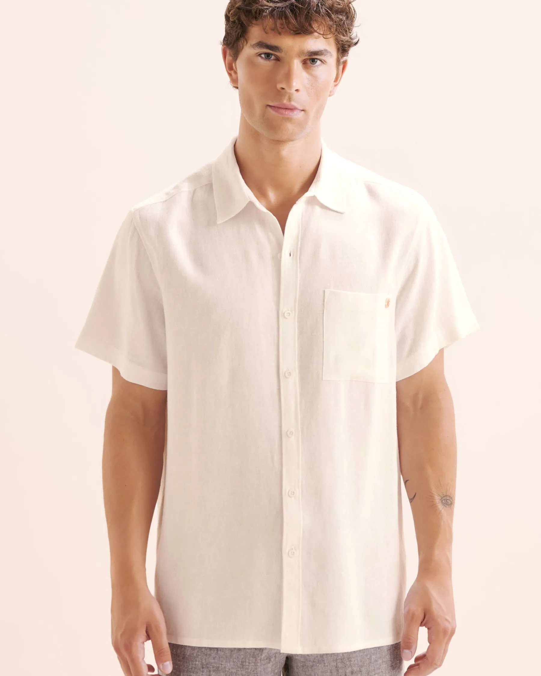 Linen Blend Short Sleeves Shirt* Shirt