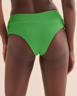 Peppermint Ribbed High Waist Cheeky Bikini Bottom*Women Bikini Bottoms