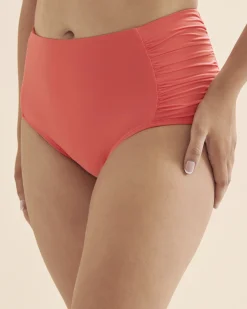JANTZEN Solid Side Shirred High Waist Bikini Bottom*Women Bikini Bottoms