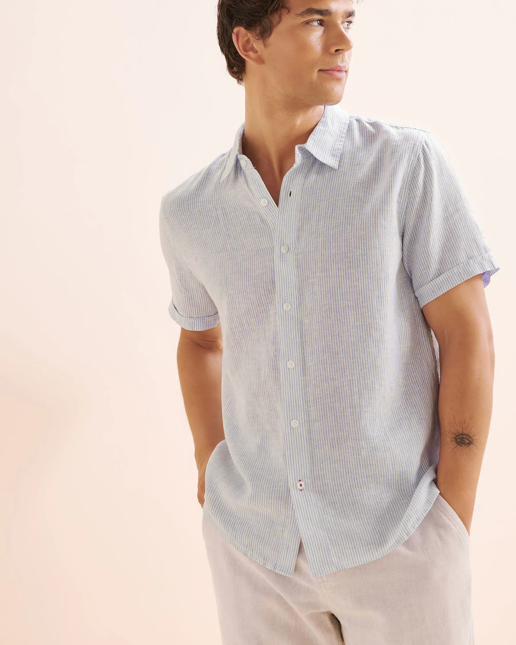 Stripe Linen Blend Shirt* Shirt
